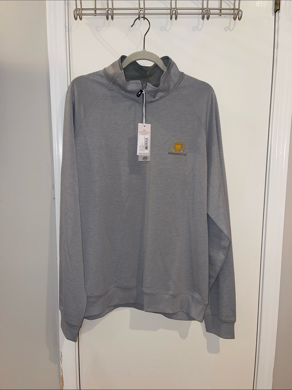 Fairway & Greene Light Gray Zip Mock Neck Pullover with President's Cup Logo